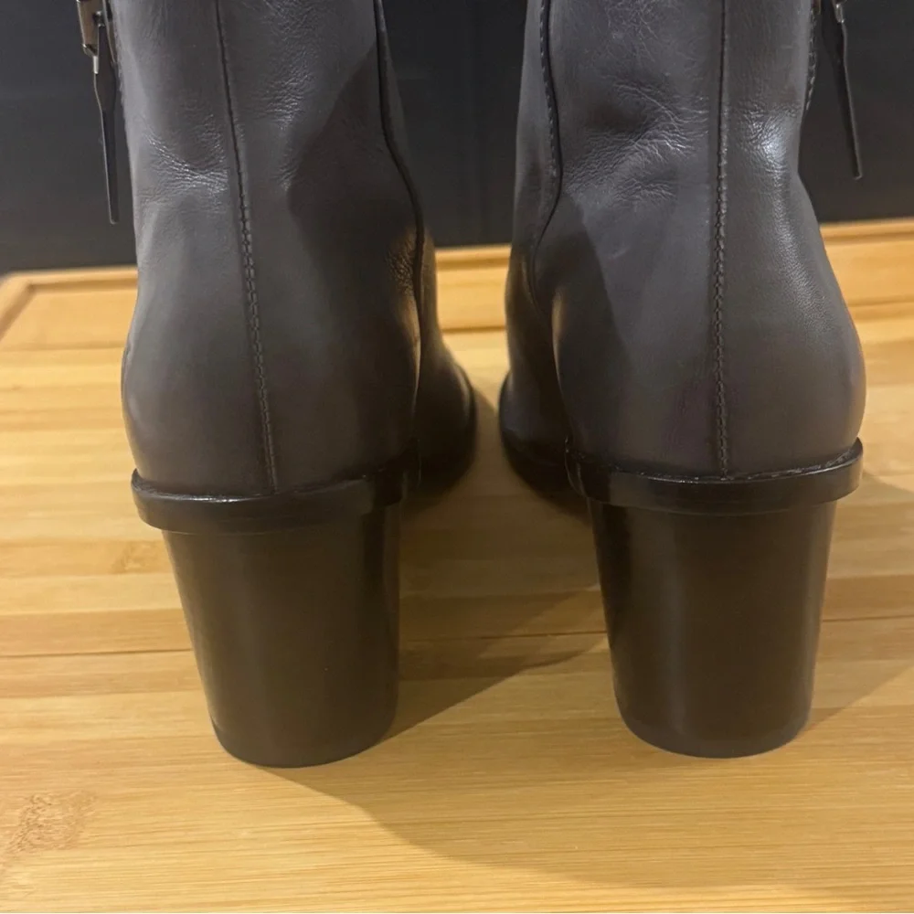 Frye Brielle Charcoal Leather Peep-Toe Ankle Booties Women’s 6M Like New